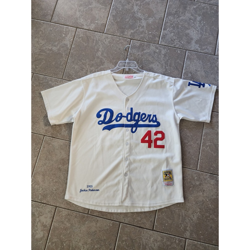 Mitchell & Ness Jackie Robinson Brooklyn Dodgers 1955 Jersey White Blue 42 Men L